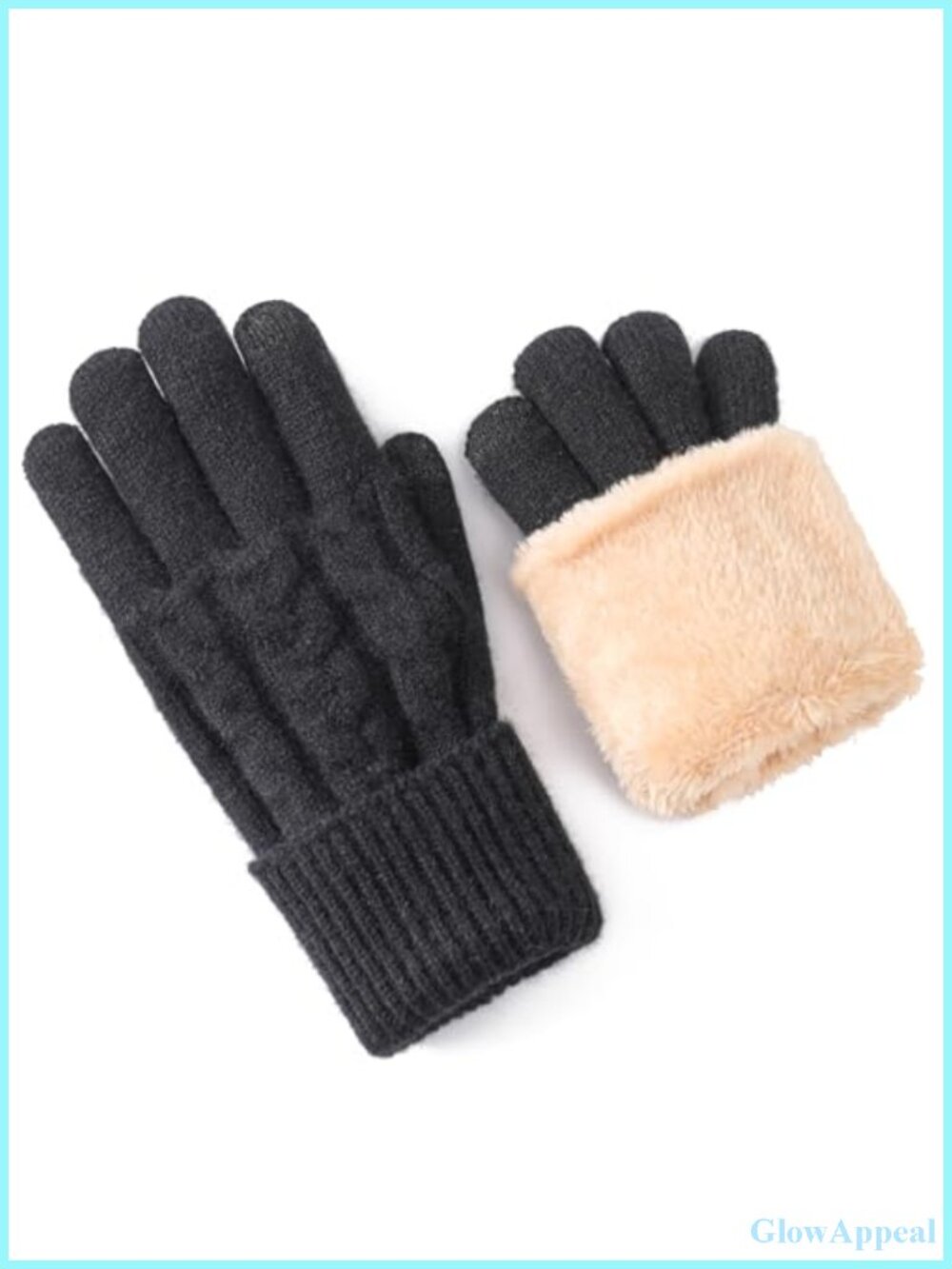 Winter Warm Fleece Lined Gloves Women Thermal Touchscreen Knit Gloves